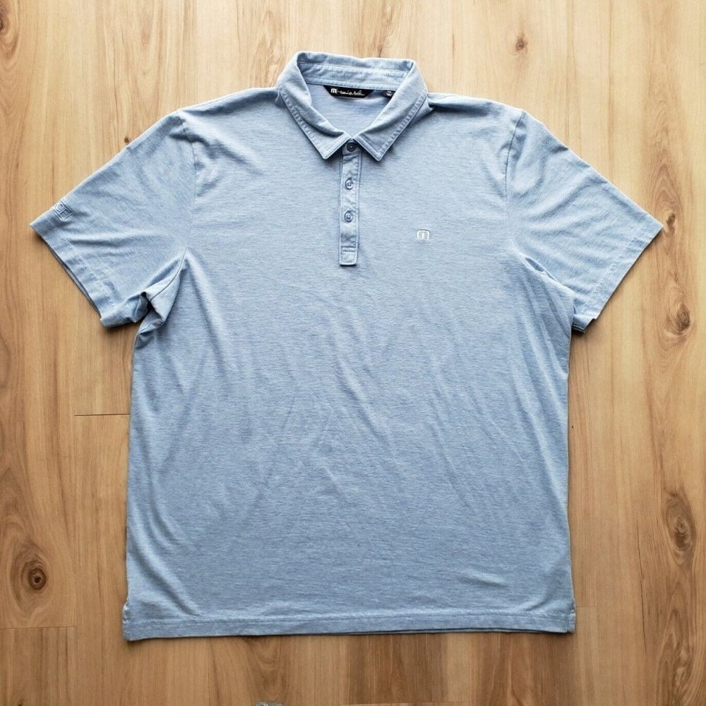 Travis Mathew Polo Shirt Blue Mens Size XXL Golf Short Sleeve Collar *LOGO*